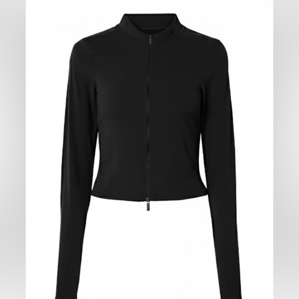 Nike Zenvy Dri-FIT Long-Sleeve Full Zip Top Black Thumbholes Black Swoop Medium